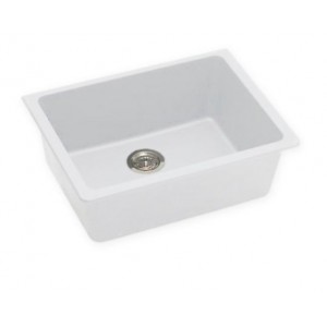 Aqu White Granite Quartz Stone Undermount Kitchen Sink Single Bowl